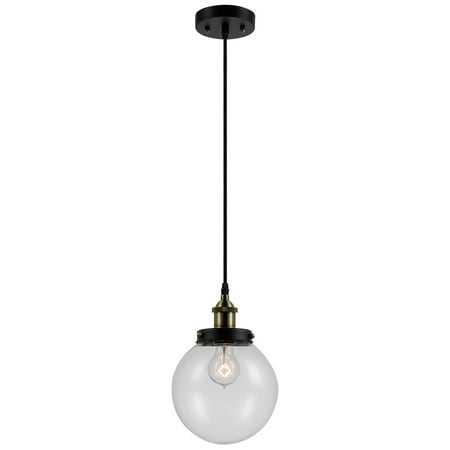 Natural Bronze Antique Flat - Novogratz x Globe Electric 60 Watt Novogratz Daario 1-Light Bronze & Antique Brass Detail Pendant
