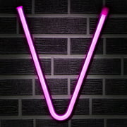 Neon Numbers Letters Signs LED Light up Symbol Lights with Wireless Remote Control Switch Night Lamp for Wall Decor Christmas, Bedroom, Kids Room, Birthday Party Home Decorations (Letter V, Pink)