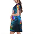 thumbnail image 2 of Easygdp Magic Mushrooms ,Fireflies para Vestido Transpirable de Mujer, Vestido Suelto de Manga Corta con Pliegues y Bolsillos para el Verano, 2 of 6