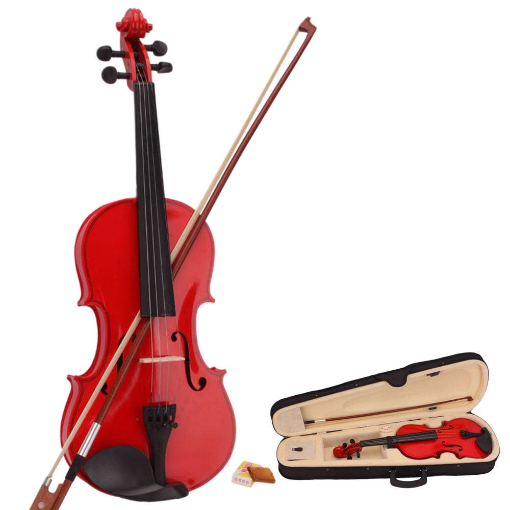 Zimtown Red 4/4 Size Handcrafted Solid Wood Violin with Bow, Rosin