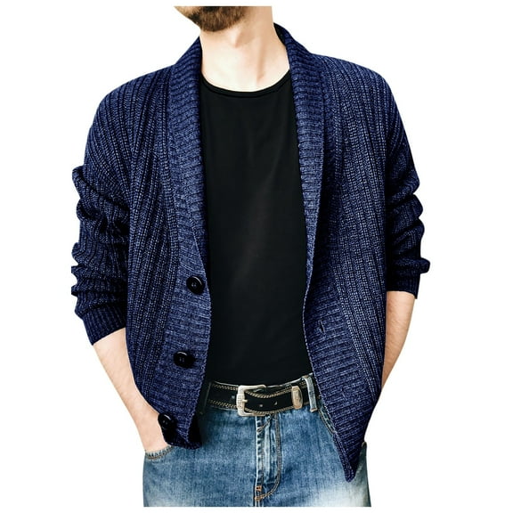 Mens Sweater - Autumn Winter Solid Color Lapel Single Knitted Cardigan Sweater Jacket, Casual Loose Business Style, Daily Office Wear, Soft Fabric, Men's Clothing