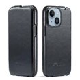 thumbnail image 1 of For iPhone 15 Fierre Shann Oil Wax Texture Vertical Flip PU Phone Case, 1 of 5