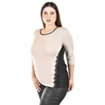 thumbnail image 2 of Blusa con diseño bicolor Roman Fashion /Tallas Extras, 1506 (Beige) beige 42, 2 of 5