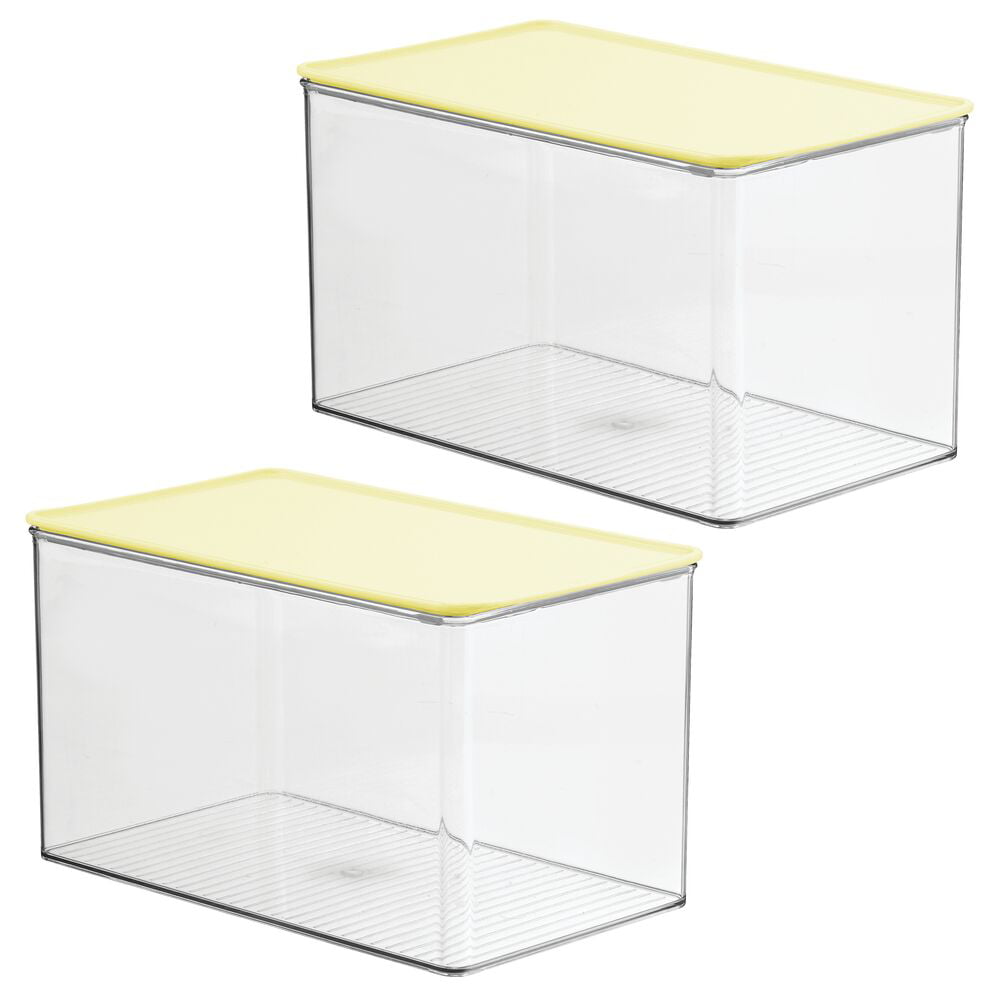 Mdesign Stackable Plastic Storage Bin Box With Hinged Lid Organizer For ...