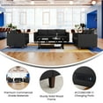 thumbnail image 4 of Flash Furniture 3 Piece Black LeatherSoft Reception Set, 8 AC Outlets/4 USB/4 USB-C Ports and Solid Walnut Wood Legs with Adjustable Floor Glides, 4 of 14