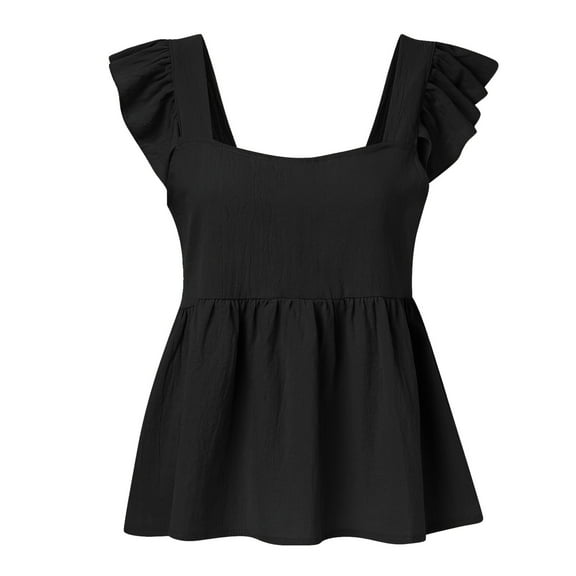 Aayomet Womens Casual Tops Women Pleated Top Shirt Spaghetti Strap Camisole Fit Casual Sleeveless Summer Tank Tops Fashion Shirt,Black XXL