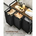thumbnail image 4 of 3 Section Laundry Hamper with shelf Laundry Sorter with 3 Pull-Out and Removable Bags for Bathroom Laundry Room Rustic Brown and Black, 4 of 9