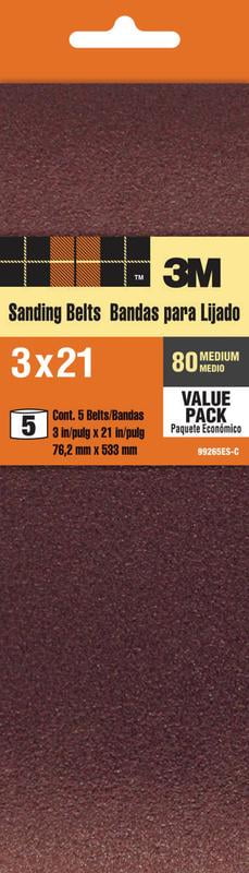 3/" x 21/" Sanding Belt 120 Grit 3M 5 Pack
