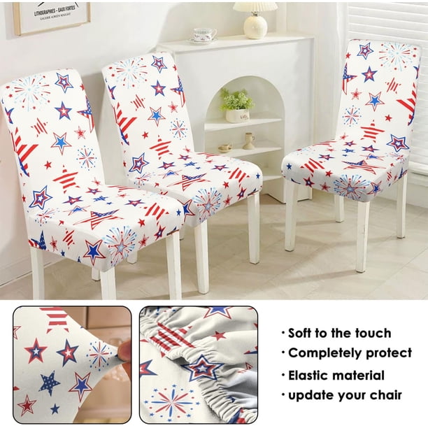 Independence Day Dining Room Chair Covers Set of 4,4th of July