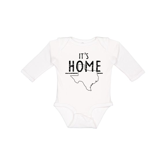 Inktastic Its Home- State of Texas Outline Distressed Text Boys or Girls Long Sleeve Baby Bodysuit