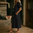 thumbnail image 6 of Guieoi Womens Dresses Plus Size Square-Neck Short-Sleeve Solid-Color Dress with Pockets Black XXL, 6 of 9