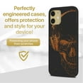 thumbnail image 2 of Case Yard Wooden Case for iPhone-11 Soft TPU Silicone cover Slim Fit Shockproof Wood Protective Phone Cover for Girls Boys Men and Women Supports Wireless Charging Headphone Skull Design, 2 of 7