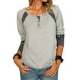 thumbnail image 1 of Innerwin T Shirt Long Sleeve Ladies T-shirt Work Striped Stitched Tee Gray 3XL, 1 of 9