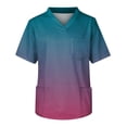 thumbnail image 4 of Domuza Scrub Tops for Men Tie-Dye Gradient V Neck Short Sleeve Nurse Uniform Plus Size Soft Comfy Medical Workwear with 3 Pockets Sky Blue L, 4 of 5
