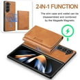 thumbnail image 2 of ELEHOLD For Samsung Galaxy Z Fold 7 PU Leather Magnetic Shockproof Case, MagSafe Compatible, with Magnetic Detachable Credit Card Wallet, Kickstand Function, Brown, 2 of 6