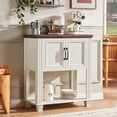 thumbnail image 4 of Buildhom Farmhouse Coffee Bar Cabinet with 2 Doors & Open Shelf, Kitchen Storage Station for Dining Room, Living Room, White, 4 of 7