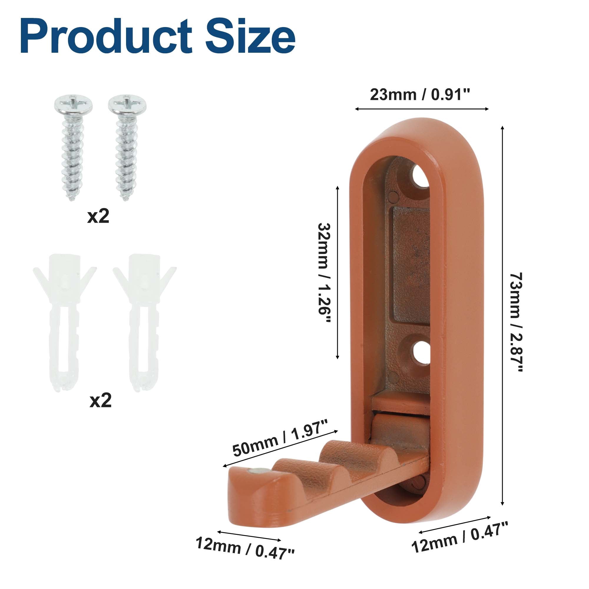 Unique Bargains Round Coat Hook Wall Mount Folding Hook Orange 2.87"x0.91"x0.47"