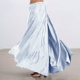 thumbnail image 2 of Flowy Satin Full Circle Swing Skirt, Elastic Waistband for Stage Show Practice, Casual Wear, Halloween Belly Dance Tribal Performance, 2 of 4
