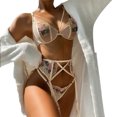 thumbnail image 4 of Garter Belts Lingerie Sets, Embroidery Lace Mesh Push Up Underwear Sets Breathable  For Lady For Wedding Night ANGGREK M blanco, 4 of 6