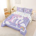 thumbnail image 2 of Manfei Kawaii Unicorn Full Size Comforter Sets,White Cloud Print Bedding Comforter Set,Polkadot Reversible,3 Pieces,1 Comforter and 2 Pillowcases, 2 of 7