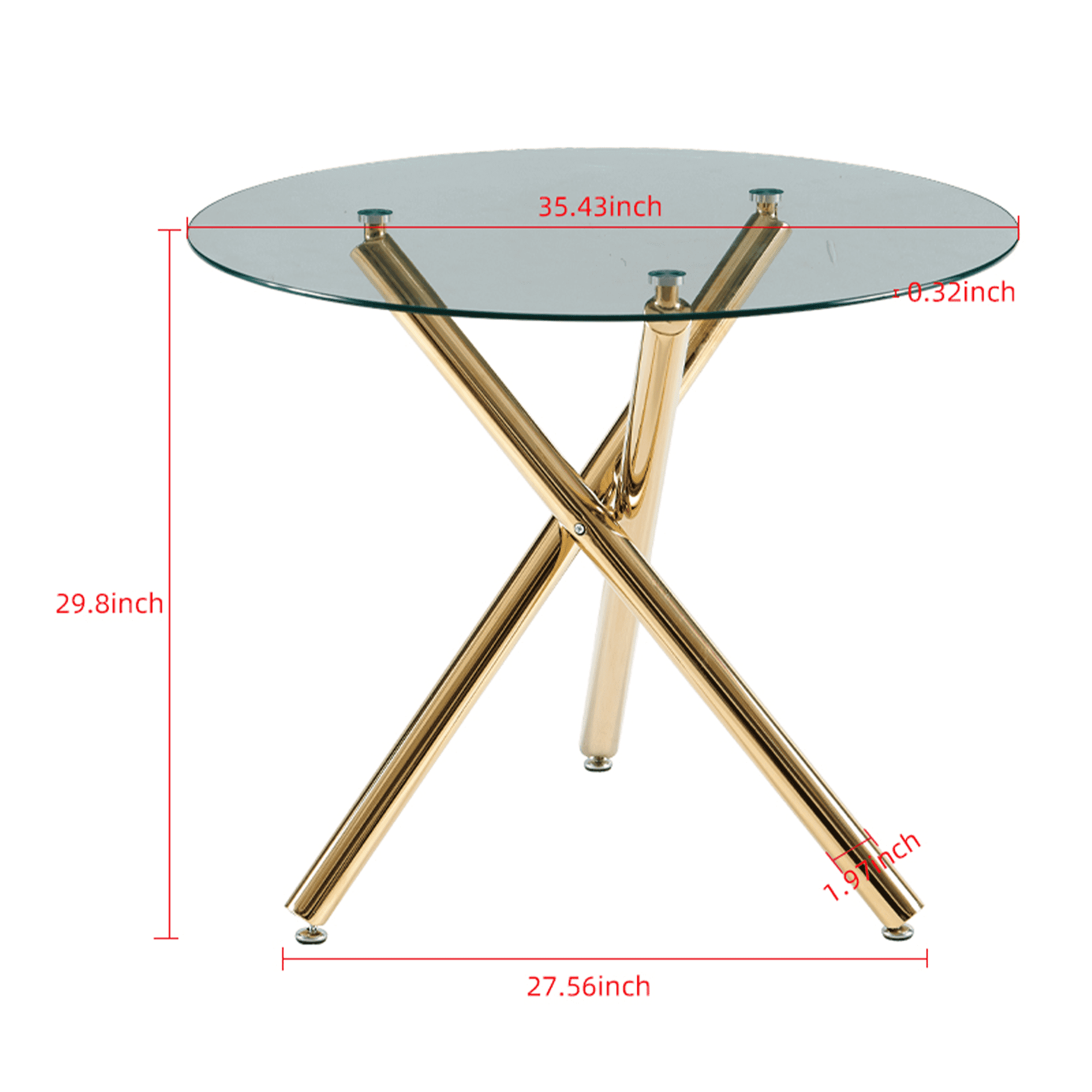 MAYEERTY Modern Golden Dining Table - Cross Legs, Glass Top, Elegant for Dining Room