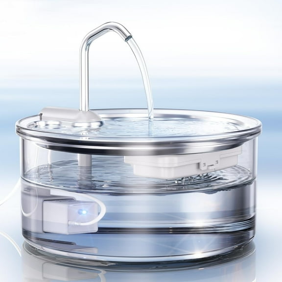 FWMB Glass Cat Water Fountain - 108oz/3.2L Ultra-Quiet Cat Fountain for Drinking, Elegant Easy to Clean Glass Pet Water Fountain for Cats, Small Dogs, Multiple Pets