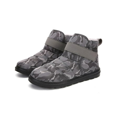 

Men s Winter Warm Snow Ankle Boots Slip On Shoes Flat Hiking Faux Fur Booties