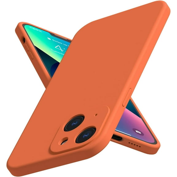 Silicone Compatible with iPhone 13 Case 6.1 inch 2021, [Enhanced Camera Protection], Liquid Silicone Gel Rubber Full Coverage Phone Case with Microfiber Lining (Marigold)