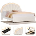 thumbnail image 2 of Homfa Cadre de Lit Grand Moderne avec 2 Tiroirs, Cadre de Lit Plateforme avec Lumières DEL et Tête de Lit Rembourrée Capitonnée Ajustable, Beige, 2 of 7