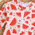 thumbnail image 5 of Baby Swimsuit Girl Kids Toddler Girls Long Sleeve Watermelon Prints One Piece Swimwear Zipper Beach Swimsuit Bathing Suits for Girls Red 4 Years-5 Years, 5 of 6