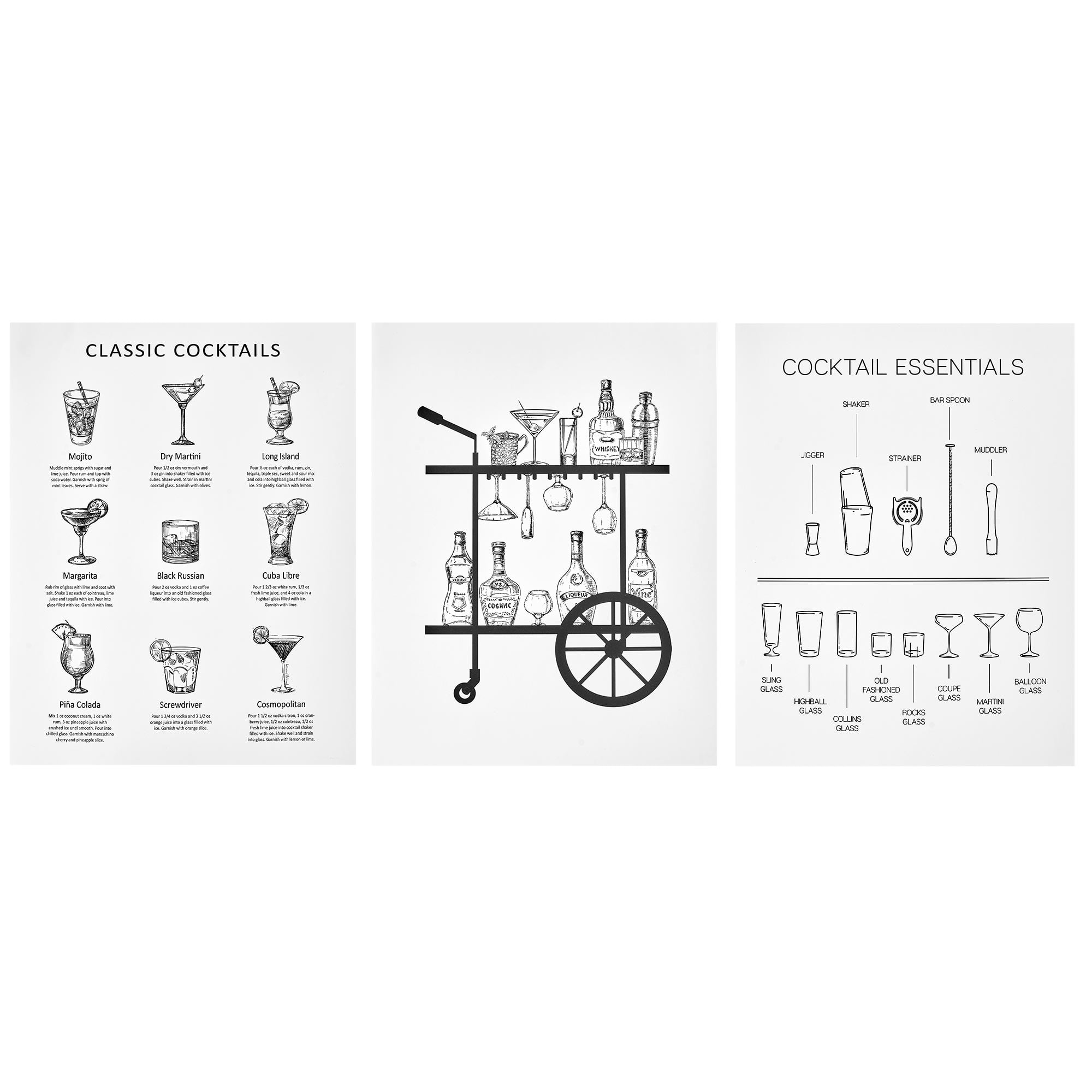 Crystal Art Gallery Happy Hour 11"x14" 3-Piece Print Set