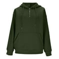thumbnail image 5 of Men's Jacquard Solid Hoodie Cuffed Long Sleeve Crewneck Quarter Zip Pullover Top with Pockets Olive Green 2XL, 5 of 7
