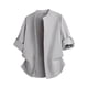 thumbnail image 2 of Ceisia Men's Oversize Stand-Collar Full-Button 3/4 Sleeve Shirt Multi-Solid Gift, 2 of 6