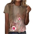 thumbnail image 2 of Summer Saving Wycnly Womens Shirts Loose Fit Vintage Graphics Tee Tops Summer Short Sleeve Crewneck Ladies Floral Print Tops and Blouses Khaki XXL, 2 of 4