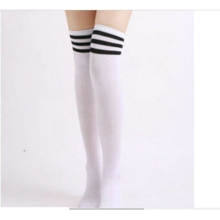 

Yuemengxuan Women Stylish Stripe Stockings Opaque Leggings School Uniform Casual Long Socks