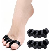 Toe Separator -Silicone Big Toe Corrector - Relieves Foot Pain, Hammer Toe, Bunions, and Curled Toe -1 Pair of Black Adjustable Toe Separator for Both Men and Women(Black 2PCS)