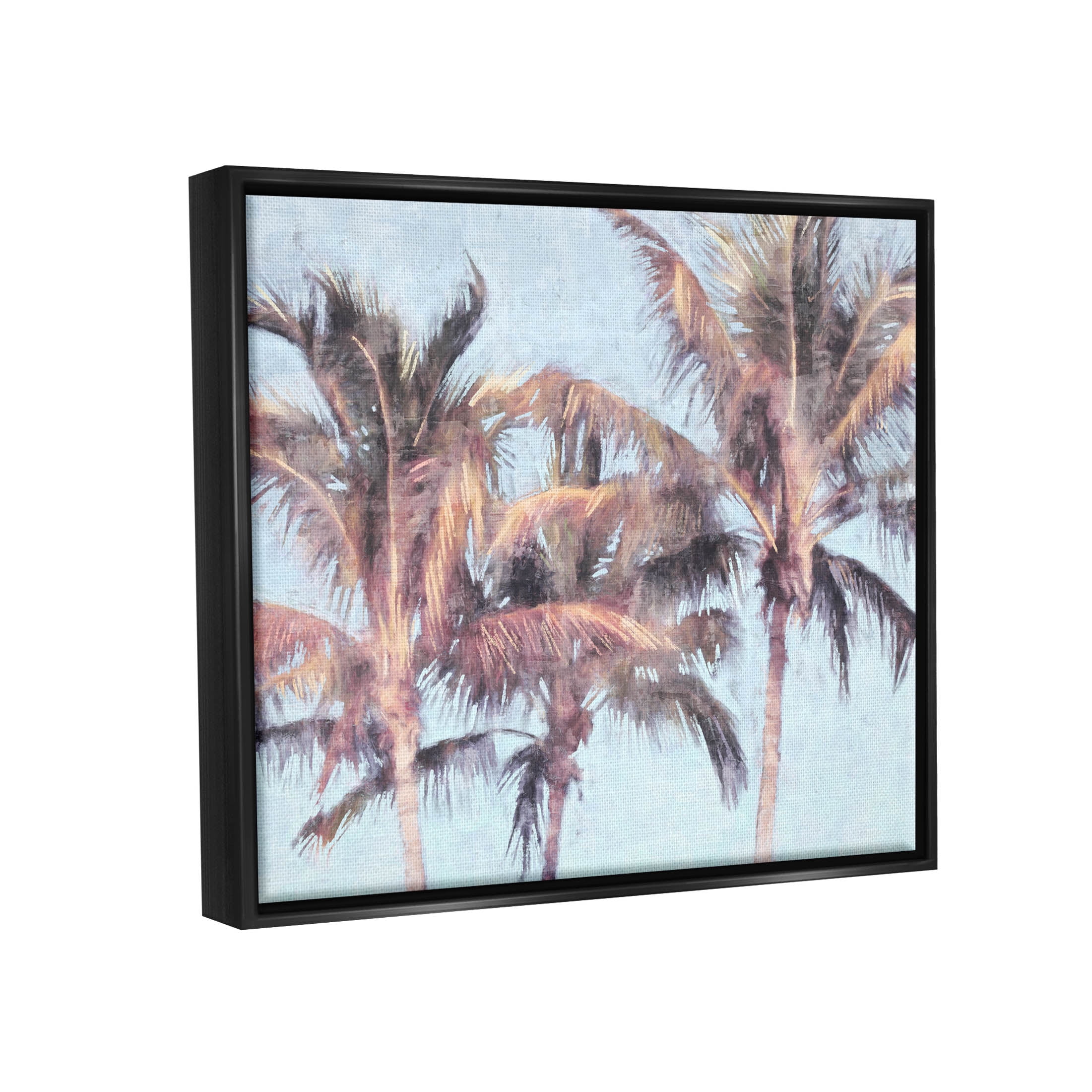 Stupell Industries Looming Palm Trees Tropical Sky Graphic Art Jet Black Floating Framed Canvas Print Wall Art, Design by Nina Blue