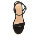 thumbnail image 4 of FSJ Women Classic Round Open Toe Wedge High Heel Sandals Espadrille Platform Lace-up Adjustable Buckle Ankle Strap Cute Summer Dress Shoes Size 8 Black, 4 of 5