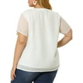 thumbnail image 3 of MODA NOVA Juniors Plus Size Blouses Pin Dots Round Neck Basic Top White 3X, 3 of 6