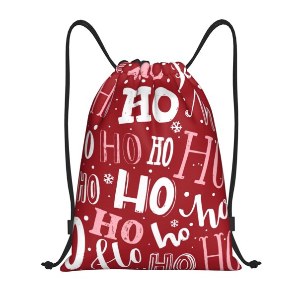 Fotbe Ho Pattern Funny Christmas Bolsa Mochila con Cordón Estampada, Bolsa de Gimnasio Deportiva, Bolsa Cinch, Bolsa con Cordón para Hombres y Mujeres-Medium