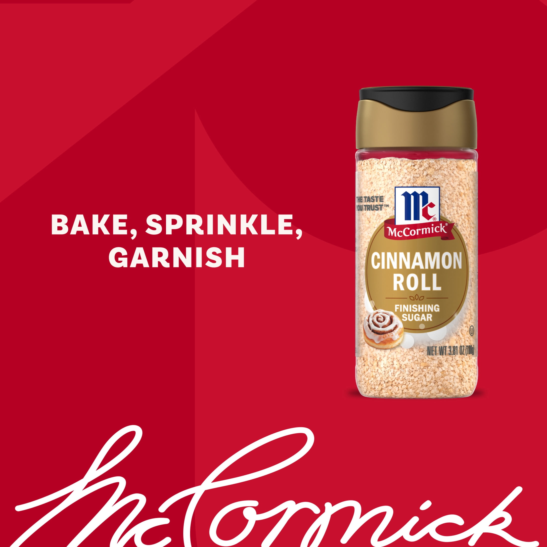 (3 pack) McCormick Kosher Cinnamon Roll Finishing Sugar, 3.81 oz Bottle