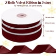 thumbnail image 2 of Rollos Vintage Navideño Liston Terciopelo, Burdeos Rojo Listones Navideños, 3/8, 5/8, 1 pulgada de Ancho, 30 Yardas, para Arbol de Navidad rnos, DIY Envolver Regalos, 2 of 3