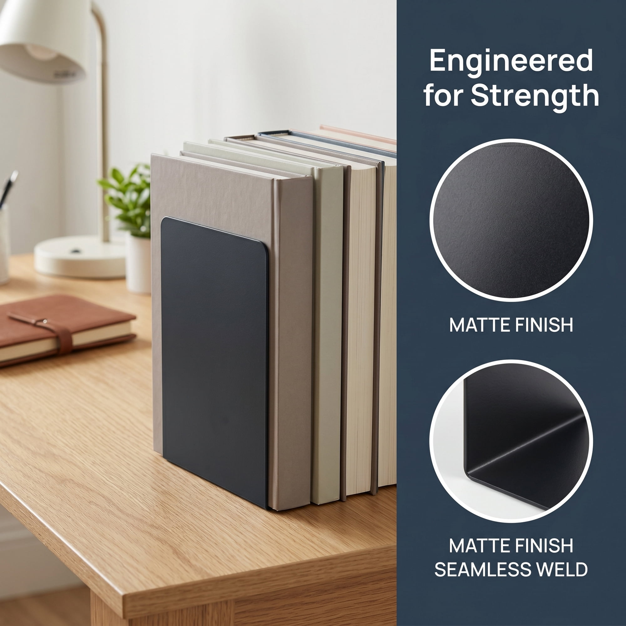 Unique Bargains Expandable L-Shaped Bookends with Compartments 2 Pcs Black 5"x3.2"x 6.6"