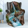thumbnail image 4 of Arizona Soft Flannel Fleece Throw Blanket, Natural Spring Beauty in the Forest Stream Fascinating Havasupai Falls Photo, Cozy Plush for Indoor and Outdoor Use, 70" x 90", Multicolor, by Ambesonne, 4 of 5