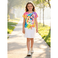 thumbnail image 5 of Lanbubble Girls Graphic T-Shirt Tie Dye Kids Short Sleeve Tee Shirt Tie Front Tops 7-12 Years, 5 of 7