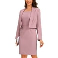 thumbnail image 4 of Business Blazer Dress Suit Sets for Women Casual Long Sleeve Blazer and Sleeveless Dresses Work Office Outfits XL Grey Pink, 4 of 6
