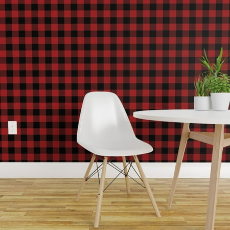 Manger Christmas Wallpaper Removable Water-Activated Wallpaper Buffalo Check Gingham Christmas Red And ()
