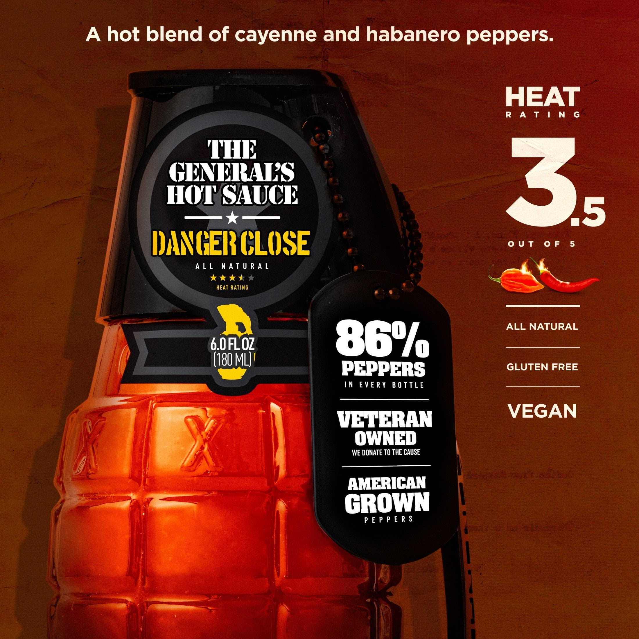 The General's Hot Sauce Gourmet Hot Sauce Duo Gift Set Cayenne and Jalapeño 2-Pack 6oz
