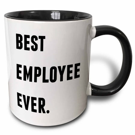 3dRose Best Employee Ever, Black Letters On A White Background - Two Tone Black Mug,