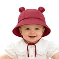 thumbnail image 4 of KPOPLK Baby Girl Wide Brim Bucket Hats with UPF 50+ Outdoor Adjustable Beach Hat with Sun Hat(3-12 Months,Wine), 4 of 7